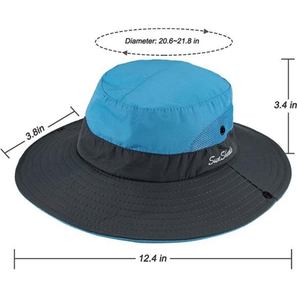 Women's Outdoor UV Protection Sun Hats Mesh Beach Fishing Hat Ponytail Hole - Picture 2 of 7